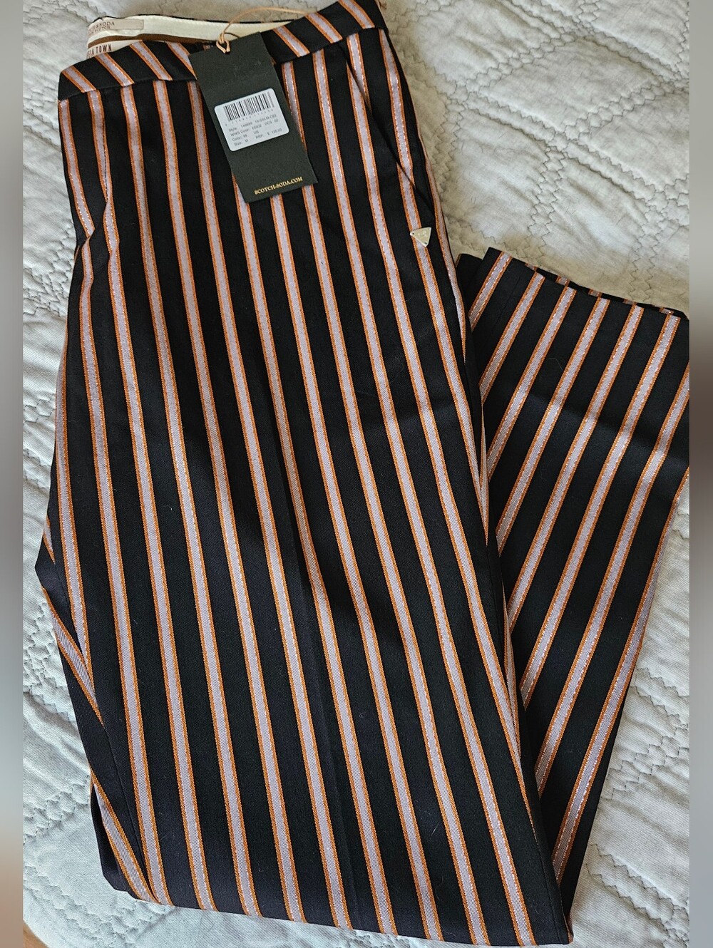 Nwt Scotch & Soda Black Pants with Lavendar and Gold Threading